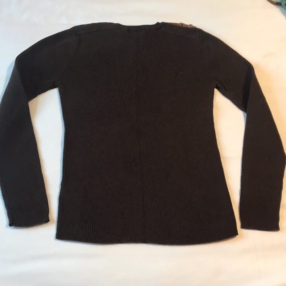Ralph Lauren Petite 100% cotton dark brown long sleeve sweater with leather acc - Picture 7 of 11